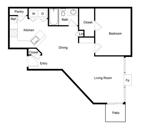 Palencia Apartments in Dallas, Texas One Bedroom Floor Plan